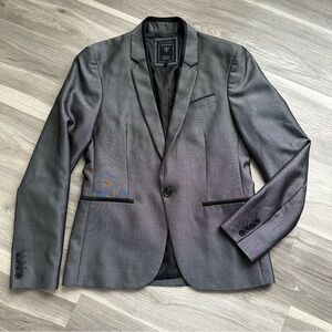 Guess Slim Fit Grey Charcoal with Black Contrast Trim Men's Blazer
